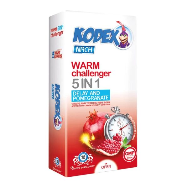 کاندوم تاخیری کدکس مدل Warm Challenger 5 in 1 بسته ۱۲ عددی