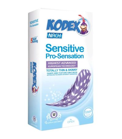 کاندوم کدکس مدل Sensitive Pro Sensation بسته ۱۲ عددی