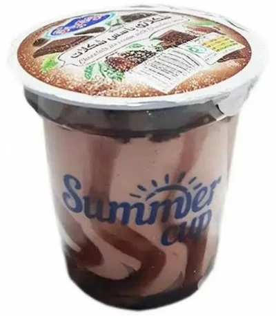 بستنی لیوانی شکلاتی با سس شکلات دومینو