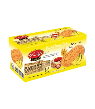 فرخنده بیسکویت با طعم موز و تزیین شکر ۹۰۰ گرم