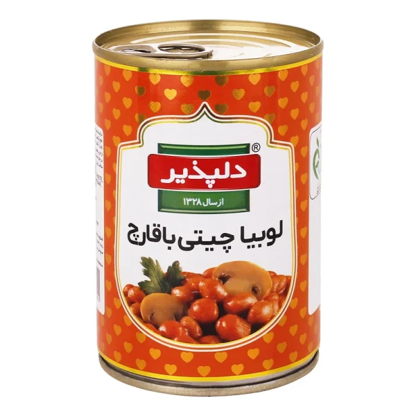 دلپذیر کنسرو لوبیا چیتی با قارچ ۴۲۰ گرم