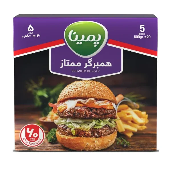 پمینا همبرگر ۶۰ درصد ۵۰۰ گرم